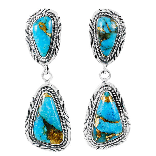 Sterling Silver Earrings Matrix Turquoise E1322-C84