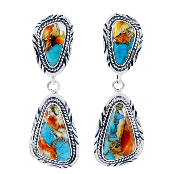 Sterling Silver Earrings Spiny Turquoise E1322-C89