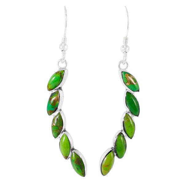 Green Turquoise Earrings Sterling Silver E1324-C76