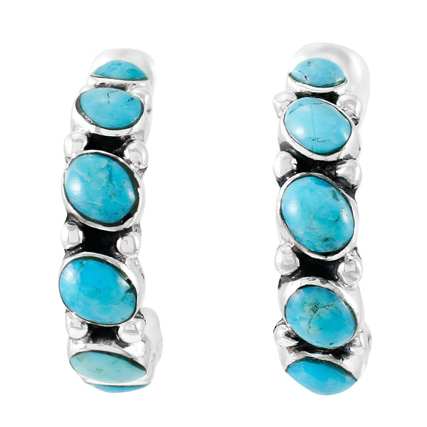 Sterling Silver Hoop Earrings Turquoise E1325-C75