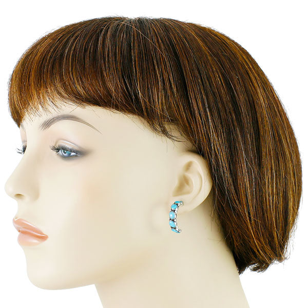 Sterling Silver Hoop Earrings Turquoise E1325-C75