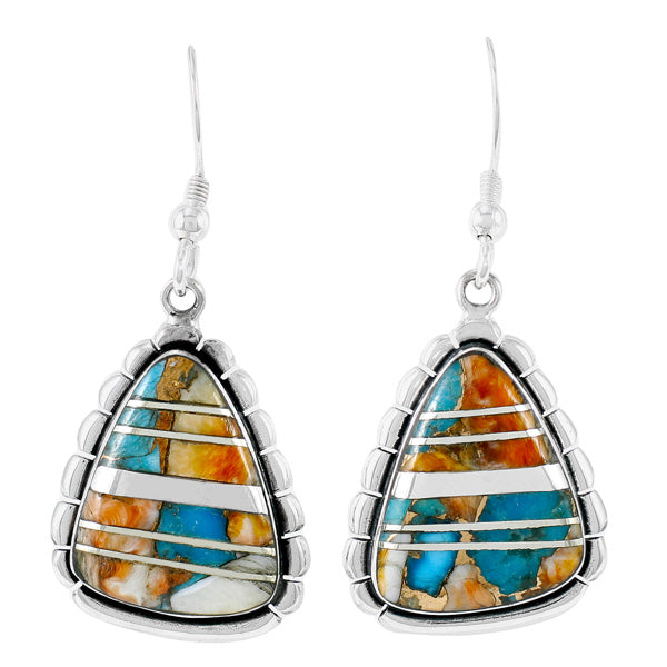 Sterling Silver Drop Earrings Spiny Turquoise E1326-C89