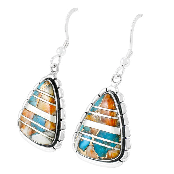 Sterling Silver Drop Earrings Spiny Turquoise E1326-C89