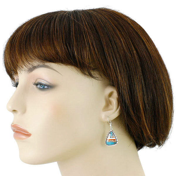 Sterling Silver Drop Earrings Spiny Turquoise E1326-C89