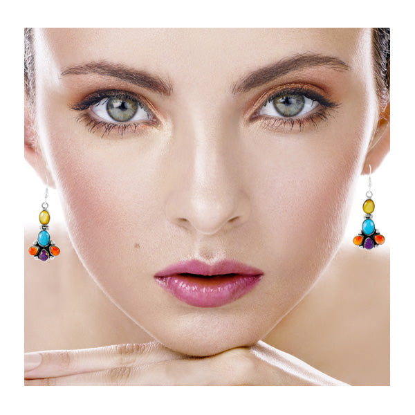 Sterling Silver Earrings Multicolor E1327-C71