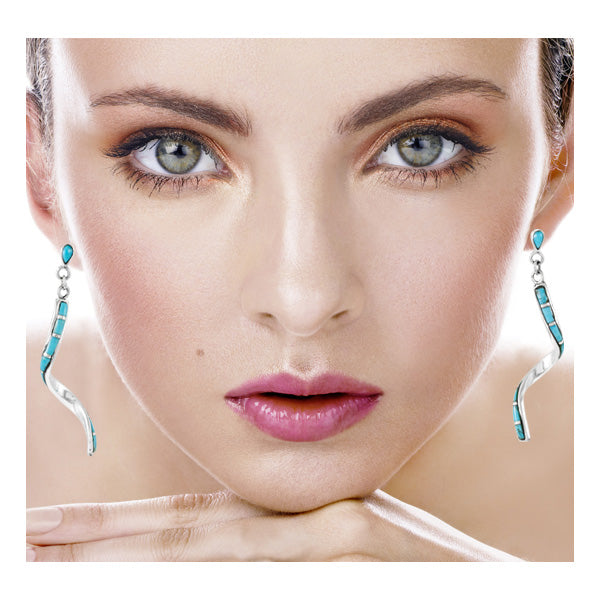 Turquoise Swirl Earrings Sterling Silver E1328-C05