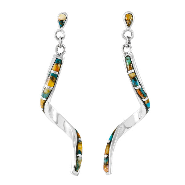Spiny Turquoise Swirl Earrings Sterling Silver E1328-C89