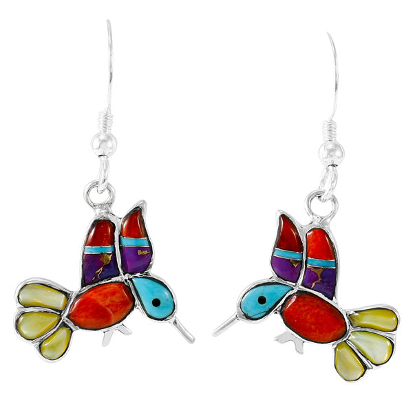 Sterling Silver Hummingbird Earrings Multicolor E1188W-C01