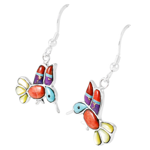 Sterling Silver Hummingbird Earrings Multicolor E1188W-C01