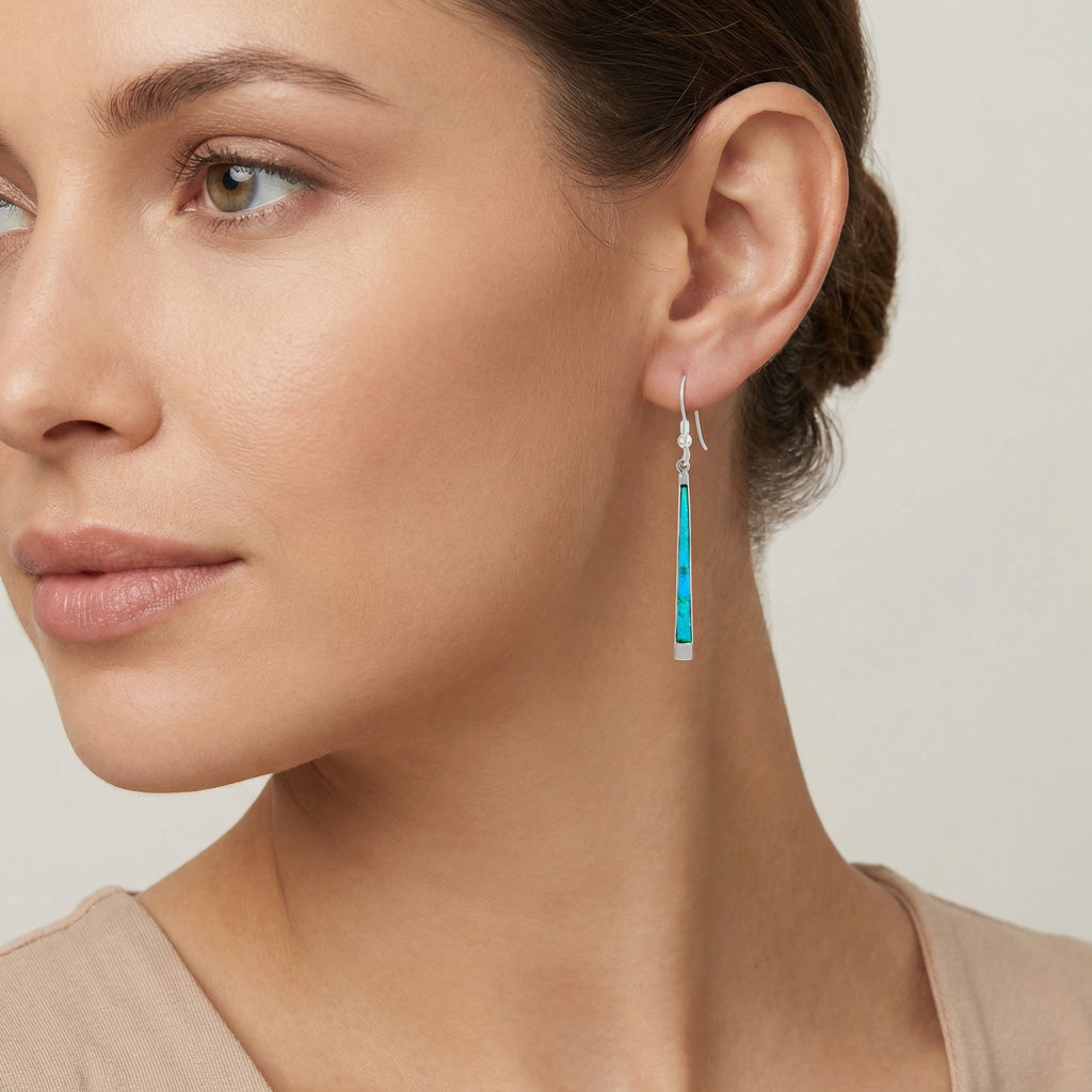 FINAL CLEARANCE - Turquoise Earrings SilveryCopper™ E1333-SB-C75
