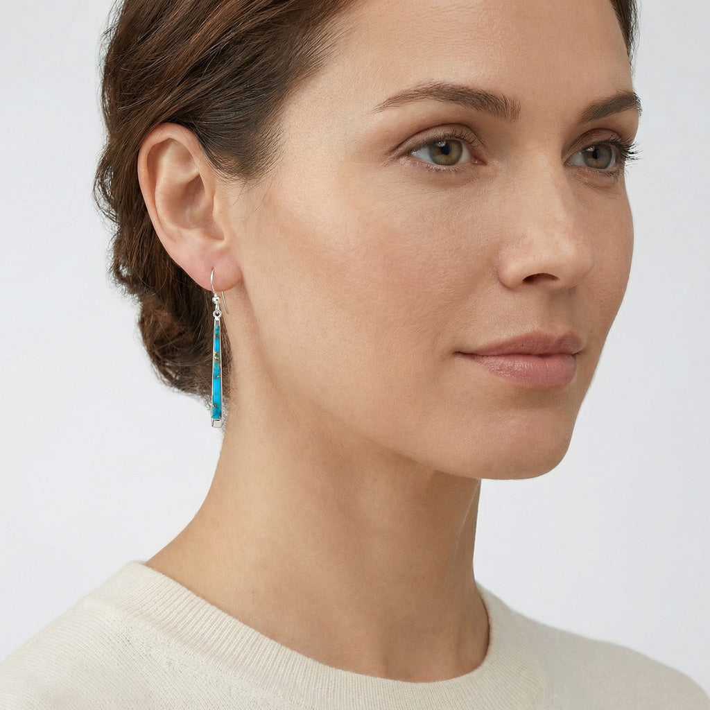 Matrix Turquoise Earrings SilverBronzé E1333-SB-C84