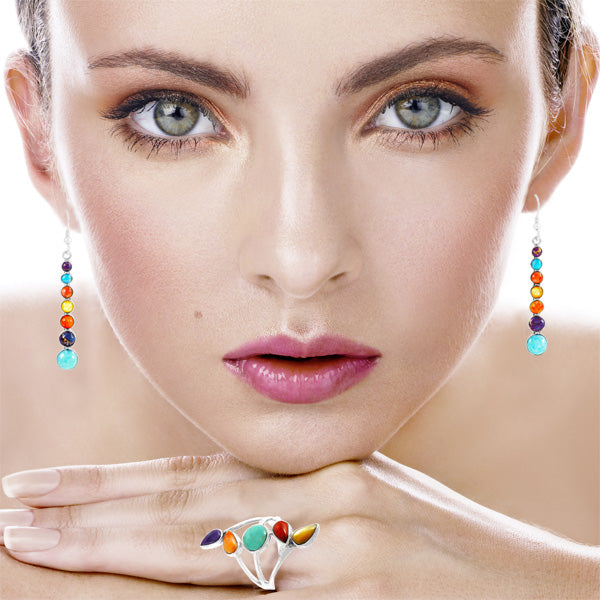 Multicolor Earrings Sterling Silver E1334-C71