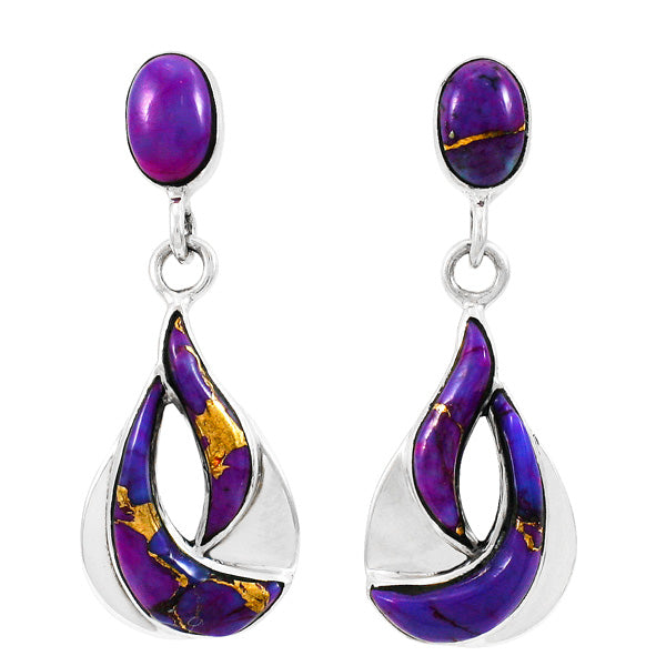 Purple Turquoise Earrings Sterling Silver E1338-C77