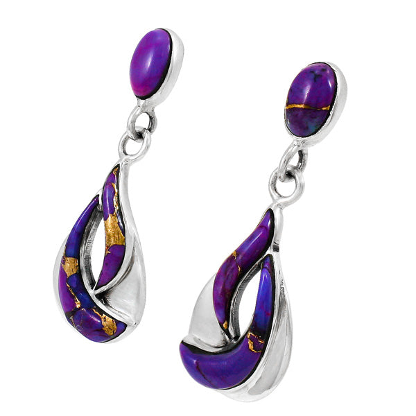 Purple Turquoise Earrings Sterling Silver E1338-C77