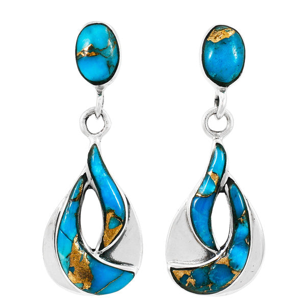 Matrix Turquoise Earrings Sterling Silver E1338-C84