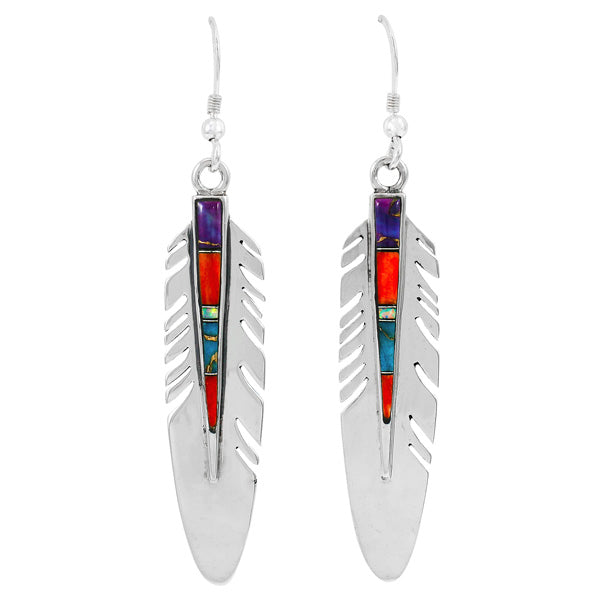 Feather Earrings Multicolor Sterling Silver E1339-C00