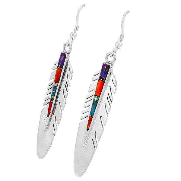 Feather Earrings Multicolor Sterling Silver E1339-C00