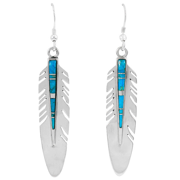 Feather Earrings Turquoise Sterling Silver E1339-C05