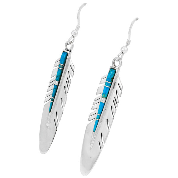 Feather Earrings Turquoise Sterling Silver E1339-C05