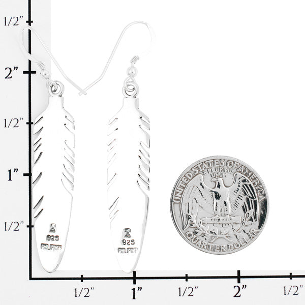 Feather Earrings Turquoise Sterling Silver E1339-C05