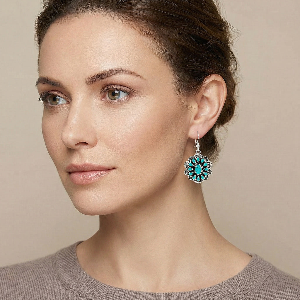 Turquoise Earrings Sterling Silver E1340-C75