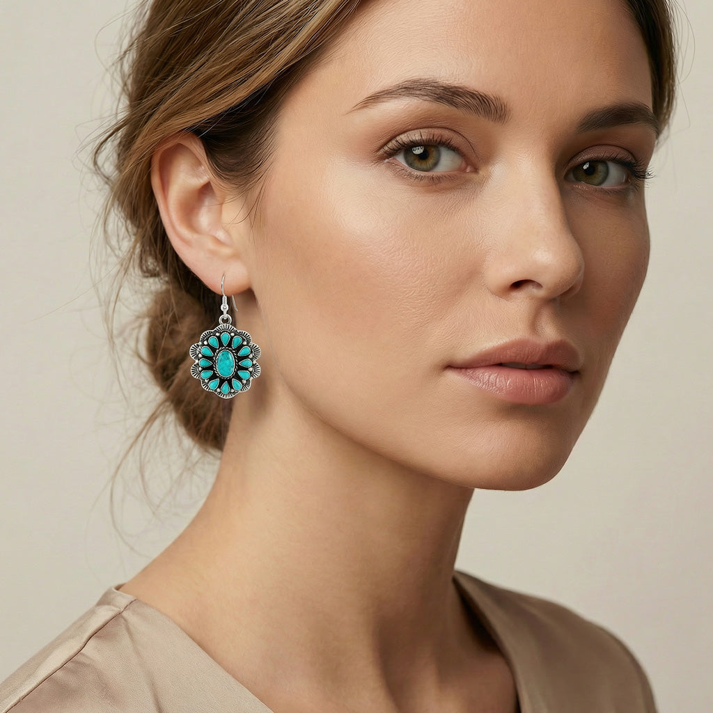 Turquoise Earrings Sterling Silver E1340-C75