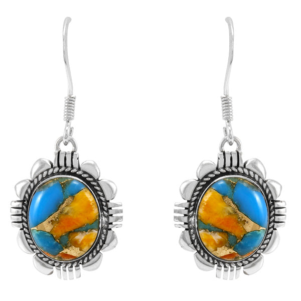 Spiny Turquoise Earrings Sterling Silver E1341-LG-C89