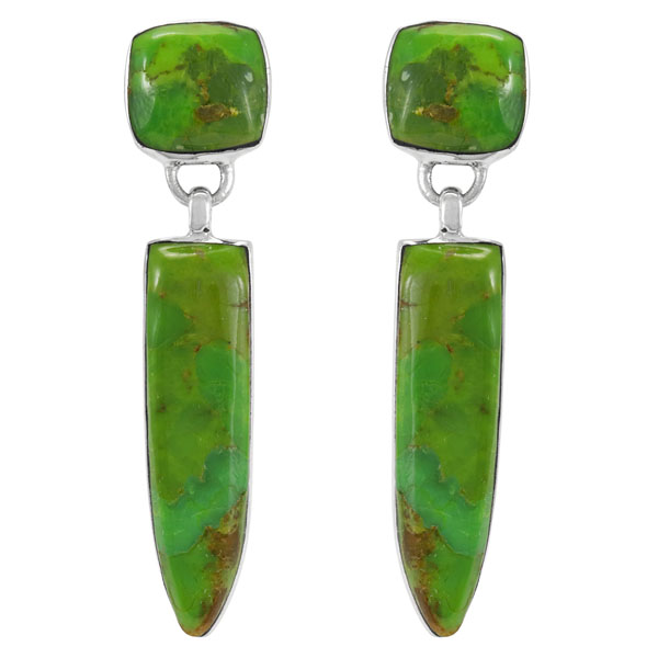 Green Turquoise Earrings Sterling Silver E1344-C76