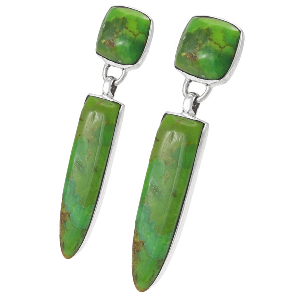 Green Turquoise Earrings Sterling Silver E1344-C76