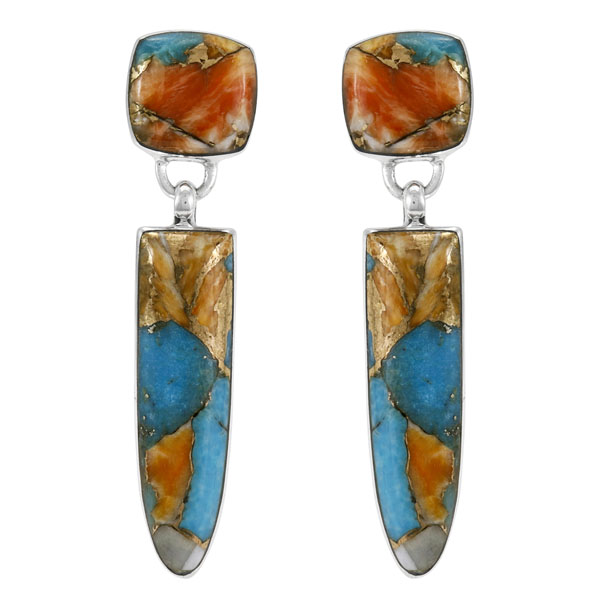 Spiny Turquoise Earrings Sterling Silver E1344-C89