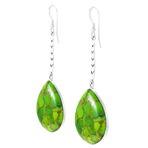 Green Turquoise Long Dangle Earrings E1349-C76