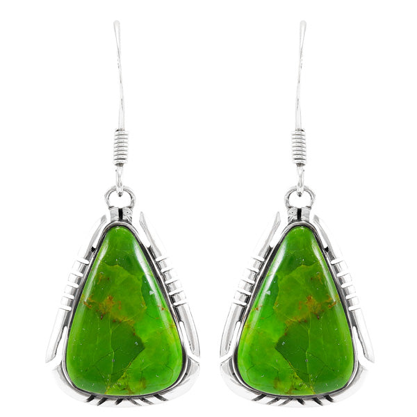 Green Turquoise Drop Earrings Sterling Silver E1350-C76