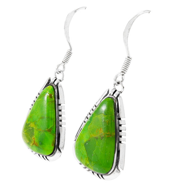 Green Turquoise Drop Earrings Sterling Silver E1350-C76
