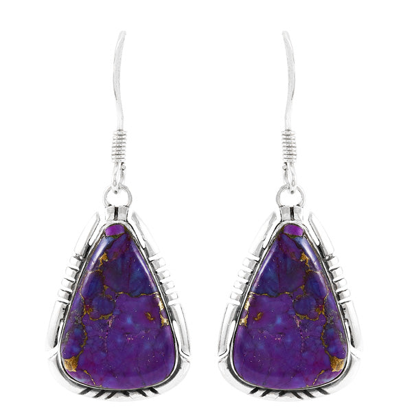 Purple Turquoise Drop Earrings Sterling Silver E1350-C77