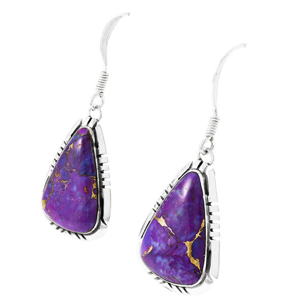 Purple Turquoise Drop Earrings Sterling Silver E1350-C77