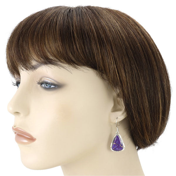 Purple Turquoise Drop Earrings Sterling Silver E1350-C77
