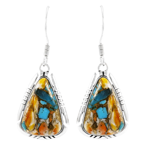 Spiny Turquoise Drop Earrings Sterling Silver E1350-C89
