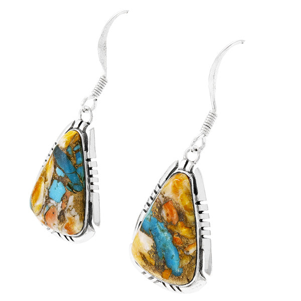 Spiny Turquoise Drop Earrings Sterling Silver E1350-C89
