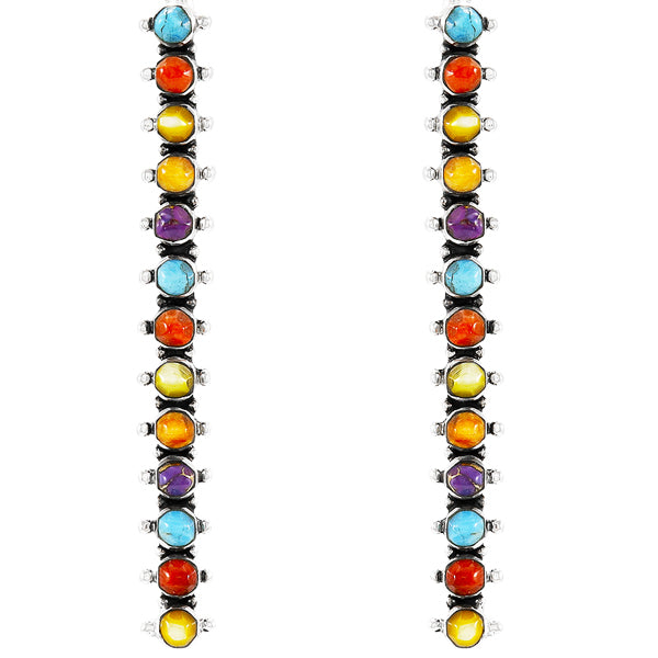 Multicolor Drop Earrings Sterling Silver E1351-C71