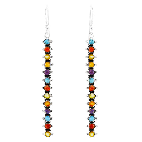 Multicolor Drop Earrings Sterling Silver E1351-C71