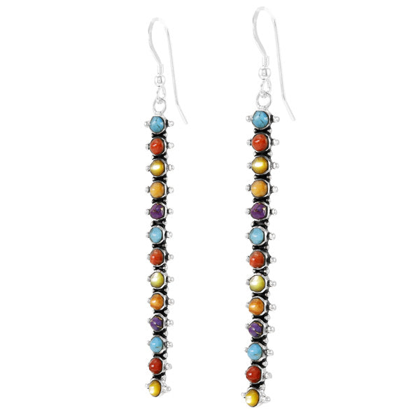 Multicolor Drop Earrings Sterling Silver E1351-C71