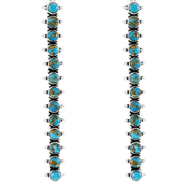 Sterling Silver Drop Earrings Matrix Turquoise E1351-C84