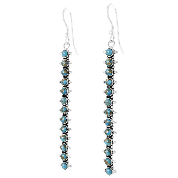 Sterling Silver Drop Earrings Matrix Turquoise E1351-C84