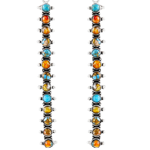 Sterling Silver Drop Earrings Spiny Turquoise E1351-C89