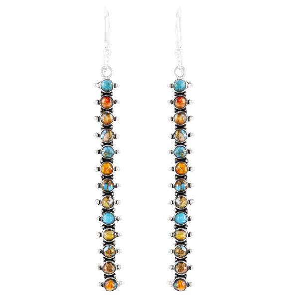 Sterling Silver Drop Earrings Spiny Turquoise E1351-C89