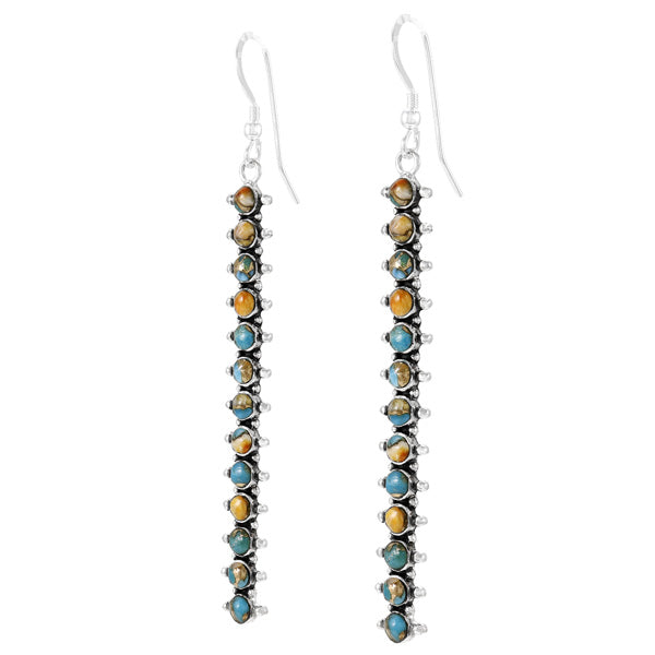 Sterling Silver Drop Earrings Spiny Turquoise E1351-C89