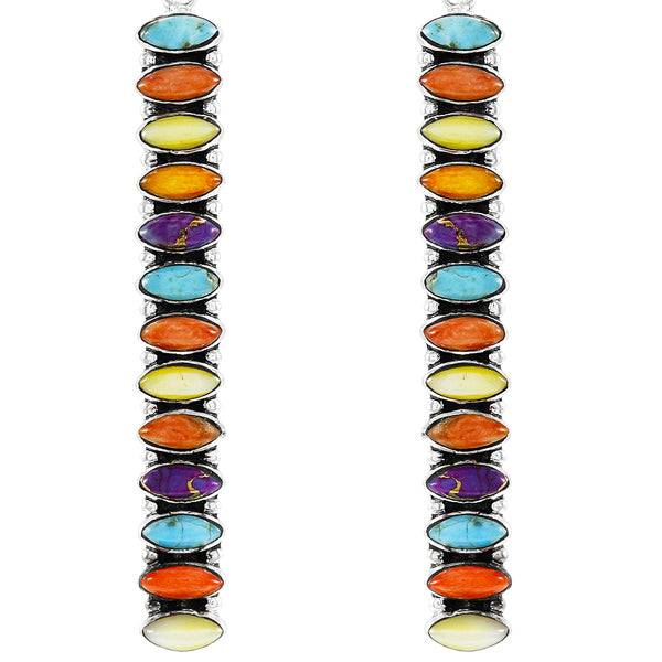 Multicolor Drop Earrings Sterling Silver E1352-C71