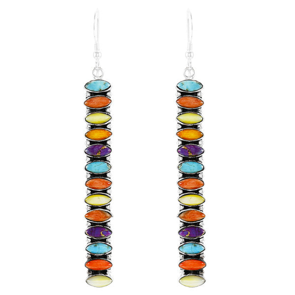 Multicolor Drop Earrings Sterling Silver E1352-C71