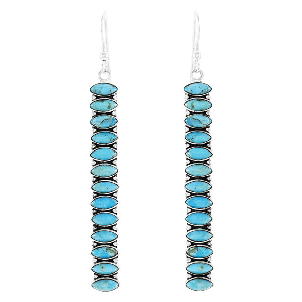 Sterling Silver Drop Earrings Turquoise E1352-C75