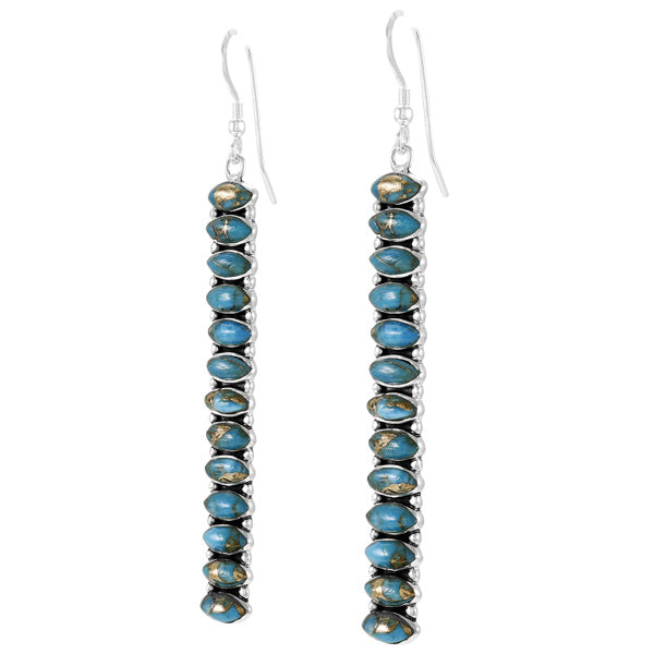 Sterling Silver Drop Earrings Matrix Turquoise E1352-C84